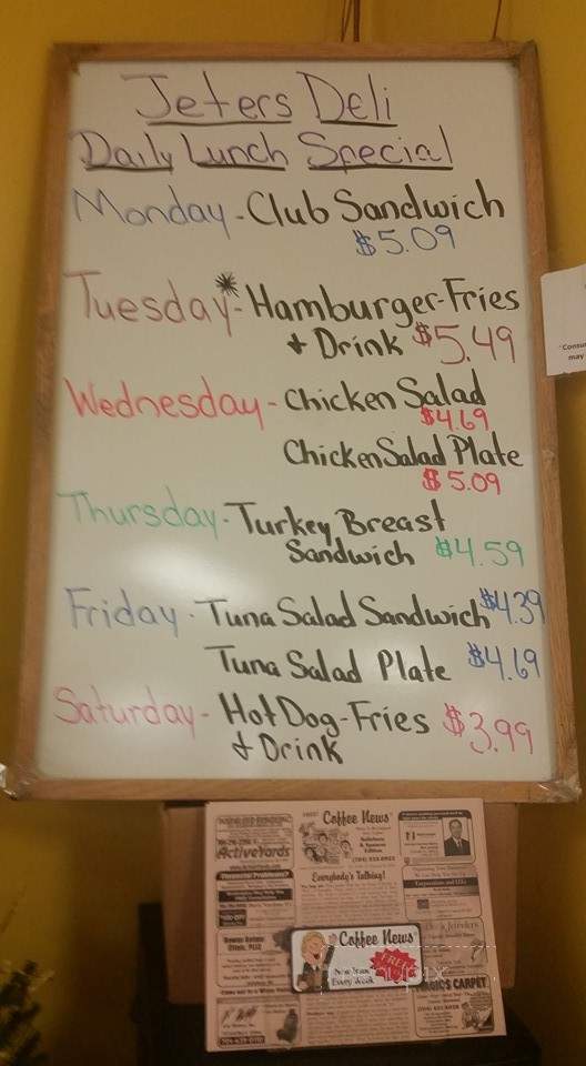 Jeter’s Deli Cafe menu 3