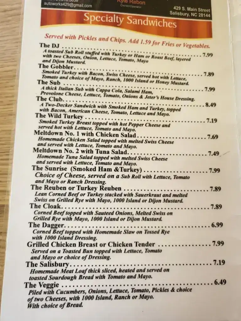 Jeter’s Deli Cafe menu 4